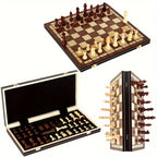 Grand échiquier pliant 44 cm présenté ouvert, fermé et en position de rangement
