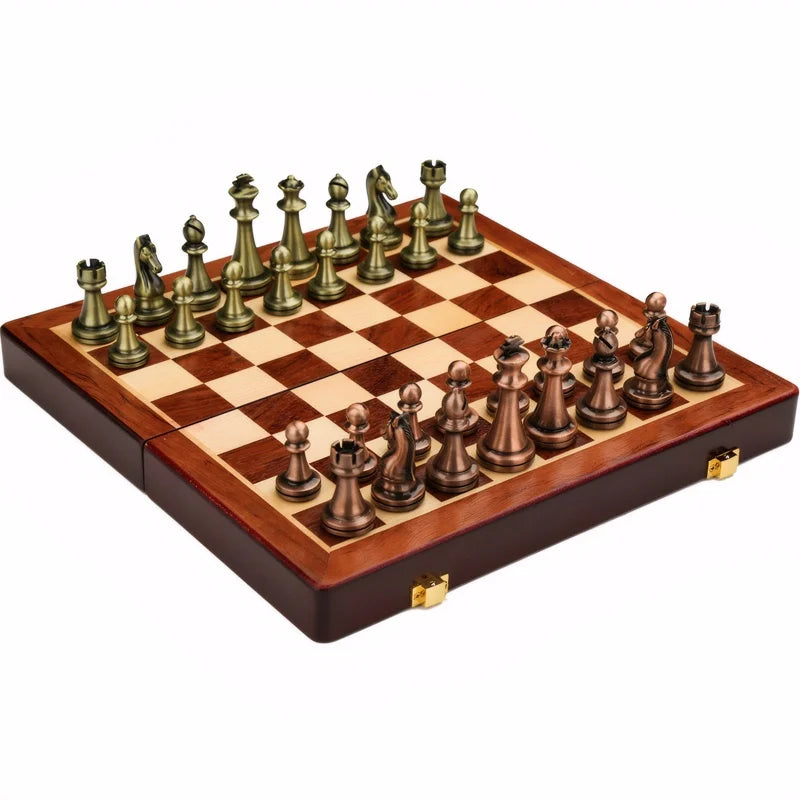 Plateau en bois de 30 cm avec pièces en métal bronze et cuivre